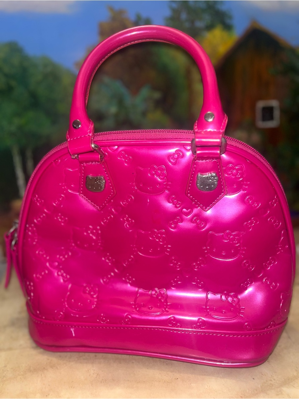 Hot Pink Shiny Hello Kitty Satchel Handbag